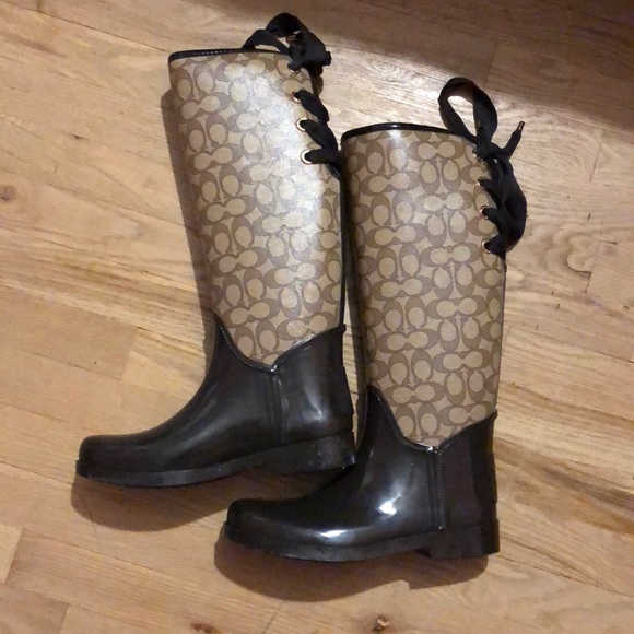 NWT Coach Tristee Rainboots Almond Toe Knee High - Picture 5 of 7